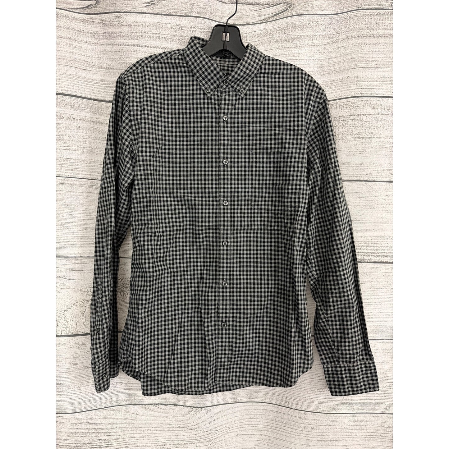 Mens J. Crew Black & White Gingham Button-Down Shirt Size M