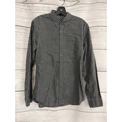 Mens J. Crew Black & White Gingham Button-Down Shirt Size M