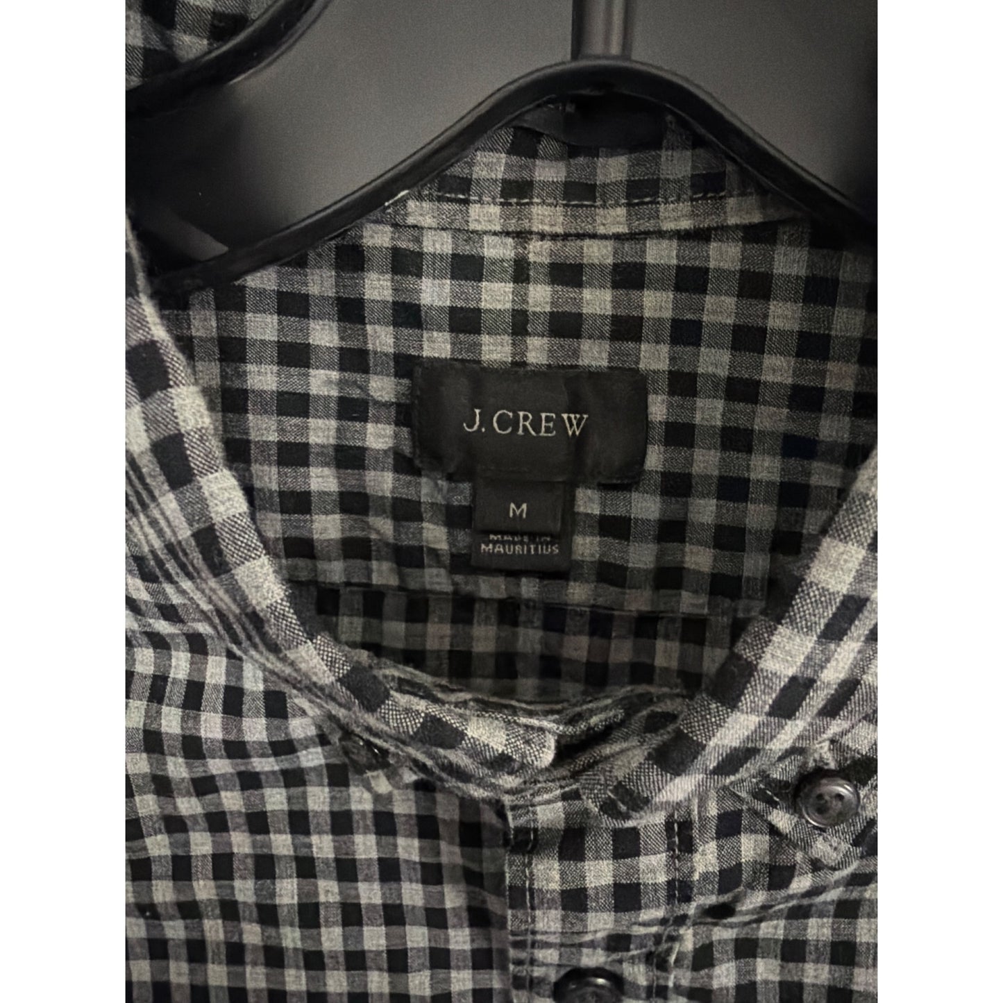 Mens J. Crew Black & White Gingham Button-Down Shirt Size M