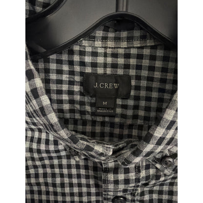 Mens J. Crew Black & White Gingham Button-Down Shirt Size M