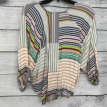 Rainbow striped boho top