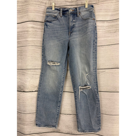 Express Straight Ankle High Rise Distressed Jeans Size 2R