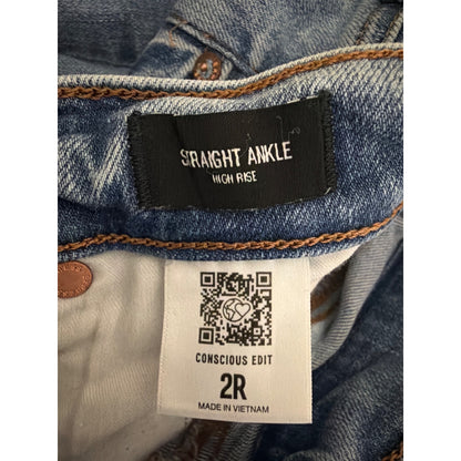 Express Straight Ankle High Rise Distressed Jeans Size 2R