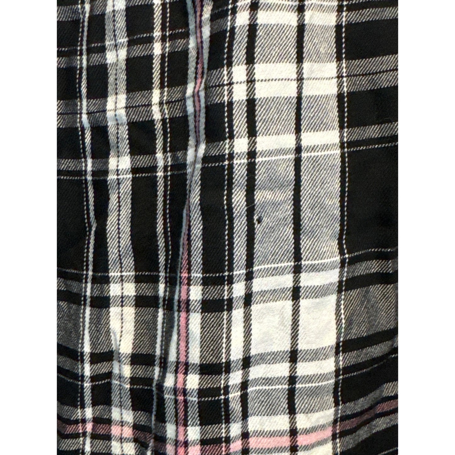 Atina Cristina Plaid Button-Up Shirt With Lace Detailing & 3/4 Sleeves Size M
