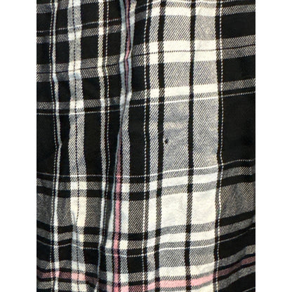 Atina Cristina Plaid Button-Up Shirt With Lace Detailing & 3/4 Sleeves Size M