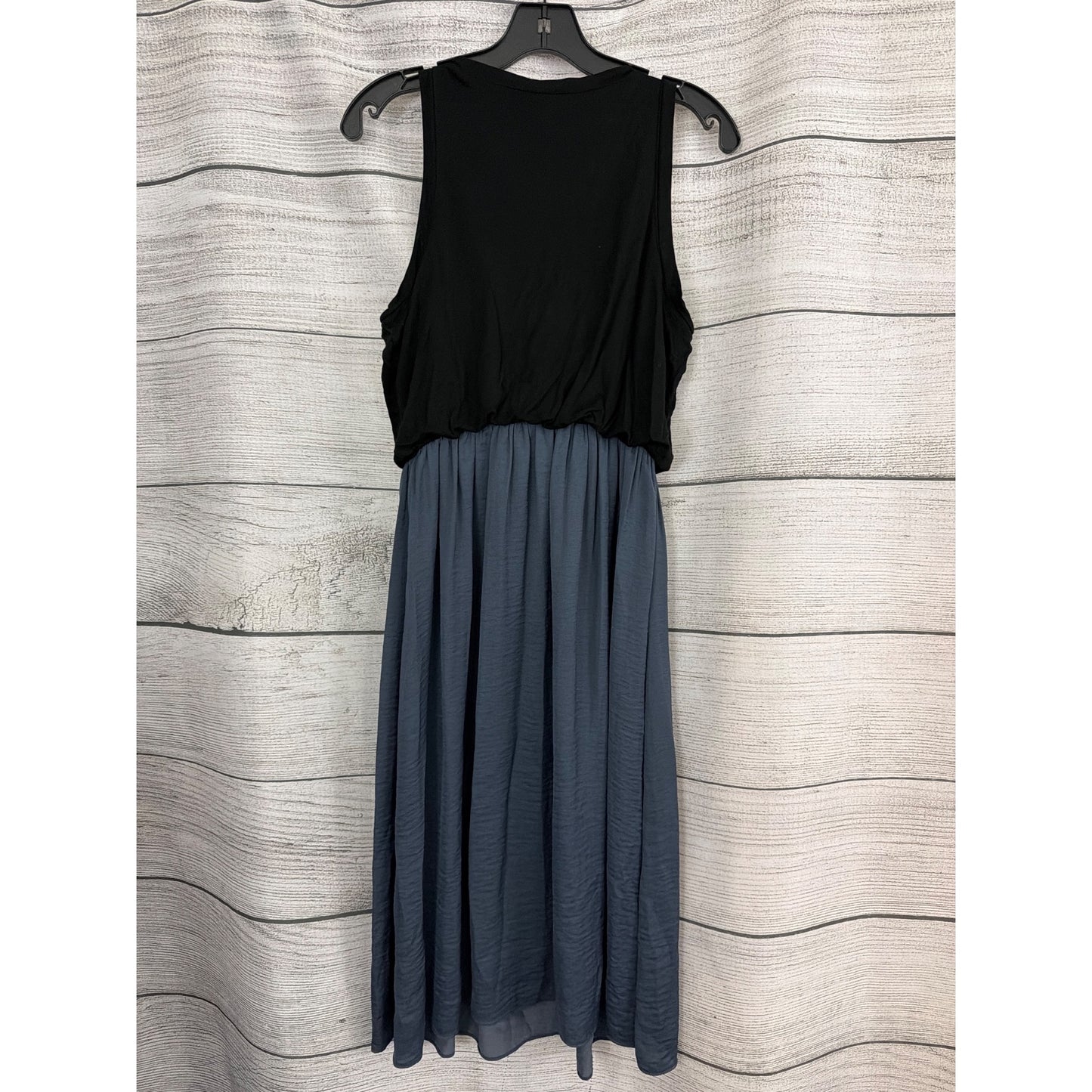 Ann Taylor Loft Black & Blue Sleeveless Midi Dress SP