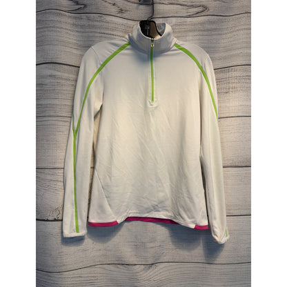 Ralph Lauren Active White & Neon Green Quarter-Zip Pullover