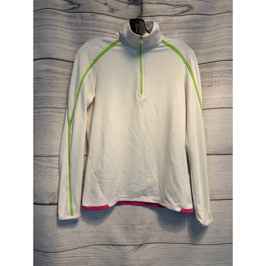 Ralph Lauren Active White & Neon Green Quarter-Zip Pullover