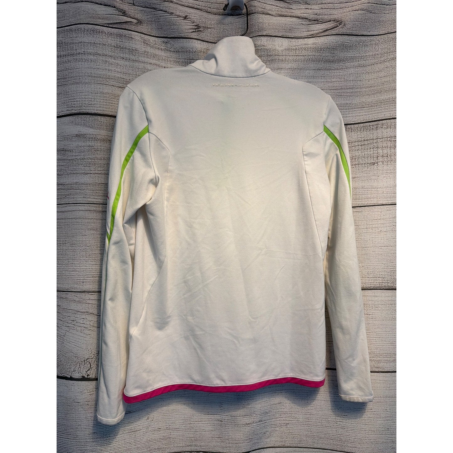 Ralph Lauren Active White & Neon Green Quarter-Zip Pullover