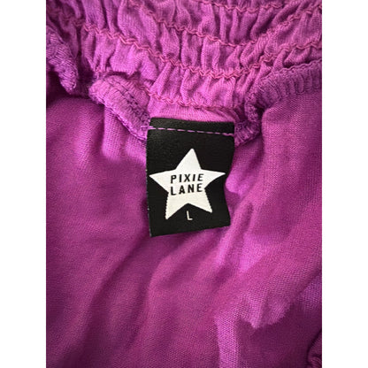 Pixie Lane Purple Tiered Ruffle Skirt Smocked Waist Size L