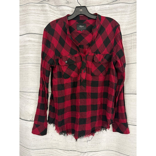 Rails Red Black Buffalo Plaid Button Front Long Sleeve Shirt Size M