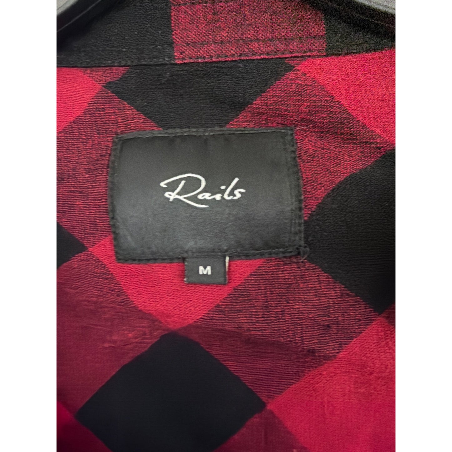 Rails Red Black Buffalo Plaid Button Front Long Sleeve Shirt Size M