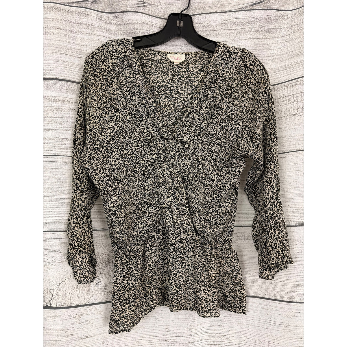 Parker Black & White Patterned Blouse Size XS