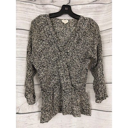Parker Black & White Patterned Blouse Size XS