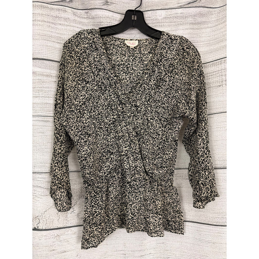 Parker Black & White Patterned Blouse Size XS