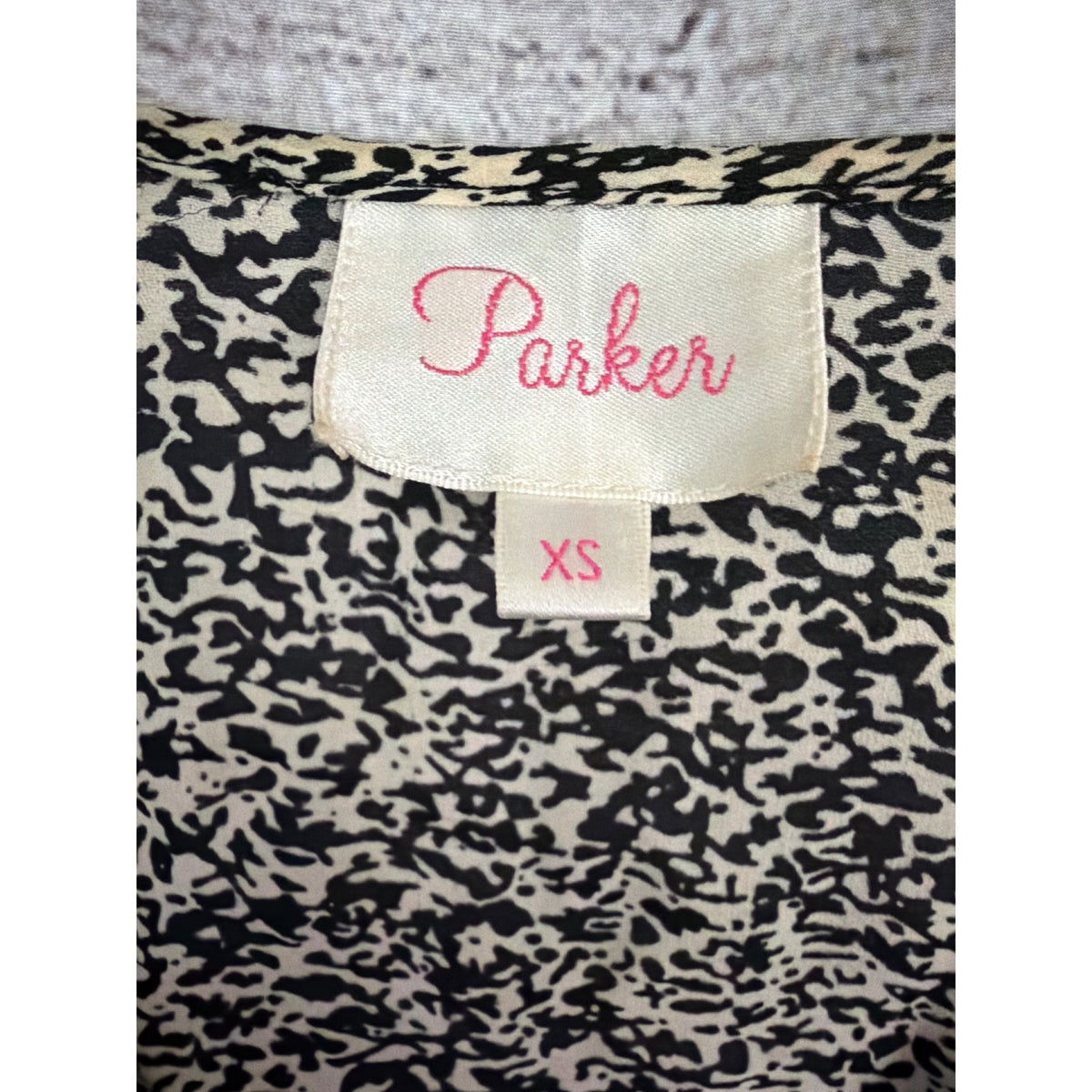 Parker Black & White Patterned Blouse Size XS