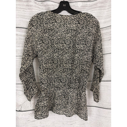 Parker Black & White Patterned Blouse Size XS