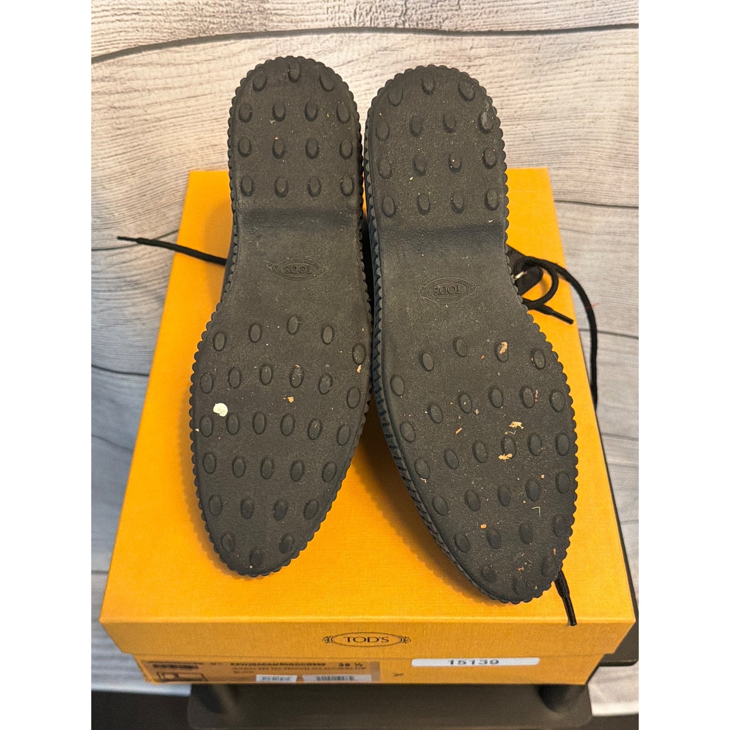 Tods Black Leather Combat Boots With Studs Size 39.5