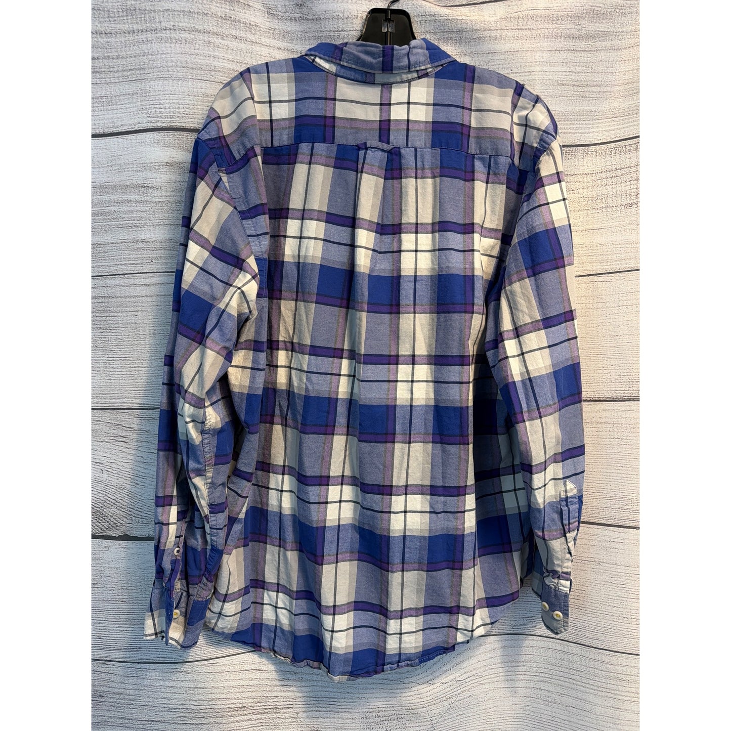 Izod Mens Plaid Button-Up Long Sleeve Shirt Size L