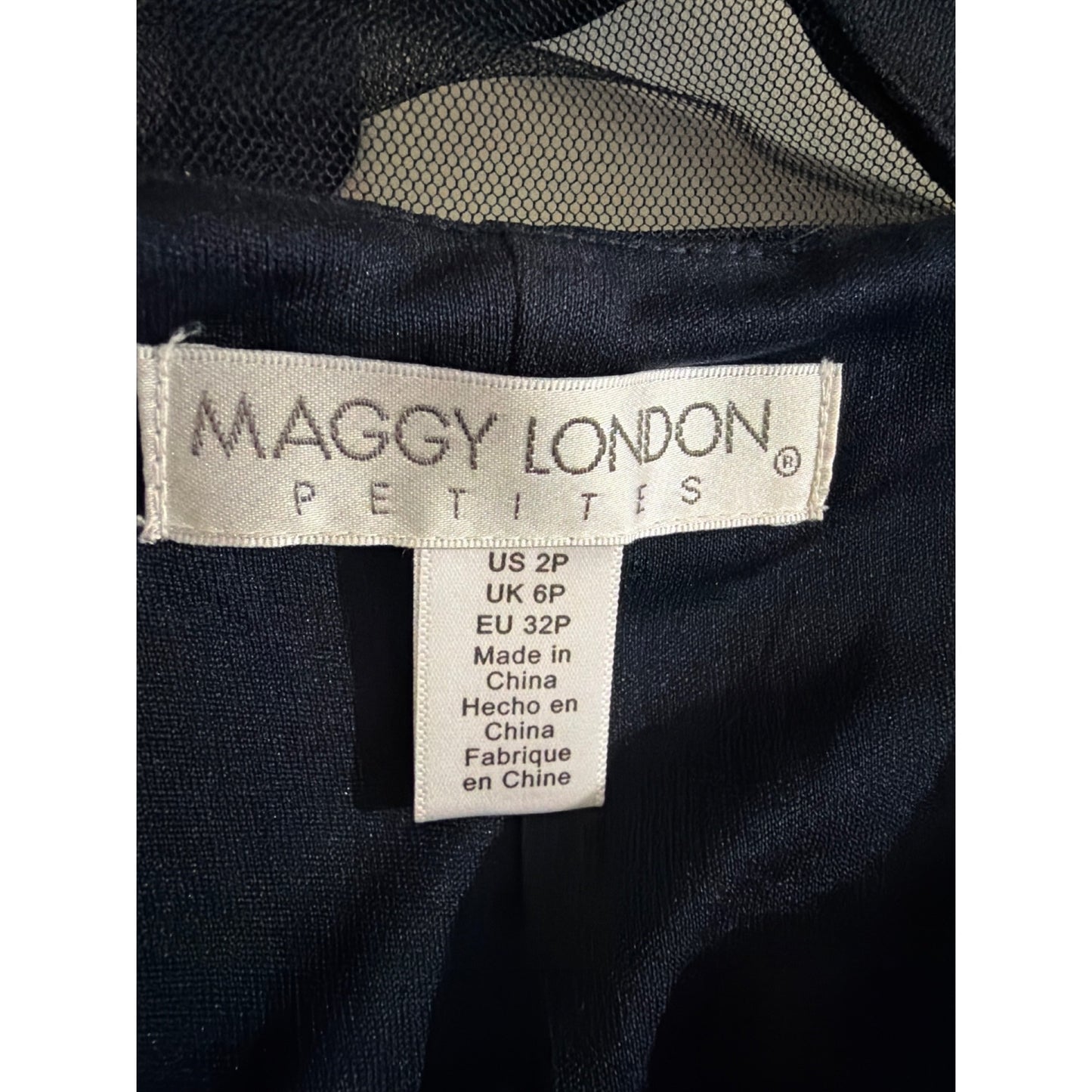 Maggy London Illusion Round Neck Cap Sleeve Sheath Dress Size 2P