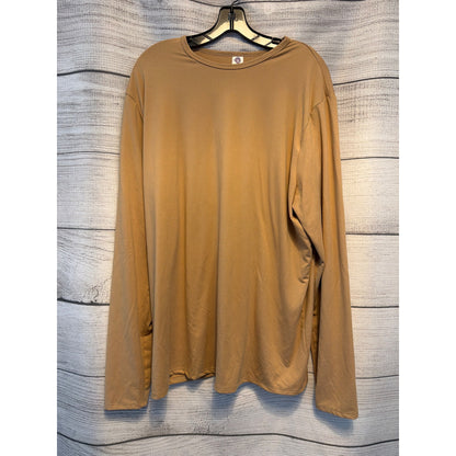 Stretch Is Comfort Tan Long Sleeve Crewneck Shirt Size XXL