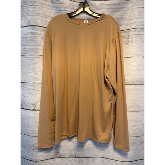 Stretch Is Comfort Tan Long Sleeve Crewneck Shirt Size XXL