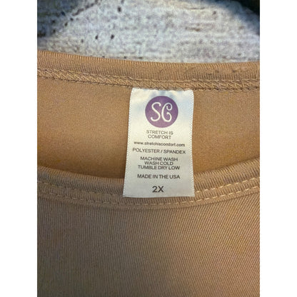 Stretch Is Comfort Tan Long Sleeve Crewneck Shirt Size XXL