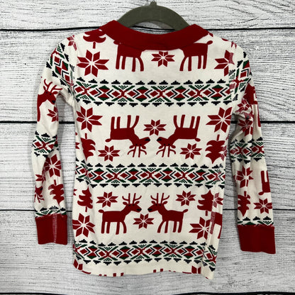 Hanna Andersson Christmas Reindeer & Snowflake Print Long Sleeve Shirt, Size 3