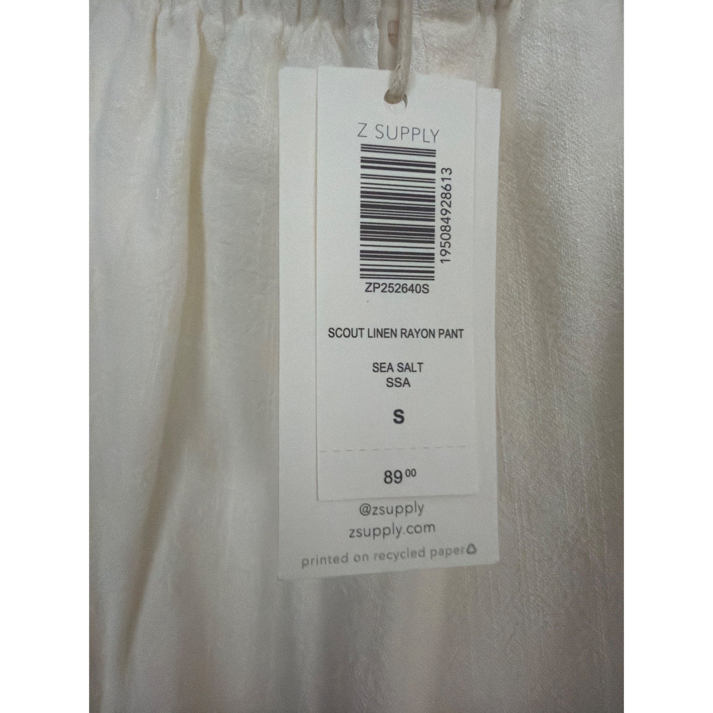 NWT Z Supply Scout Linen Rayon Pants Sea Salt Size S