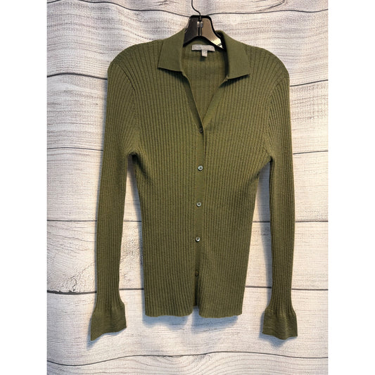 Neiman Marcus Cashmere Collection Ribbed Button-Down Cardigan Size M
