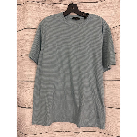 Mens Vince Blue Striped Short Sleeve Tee Size L