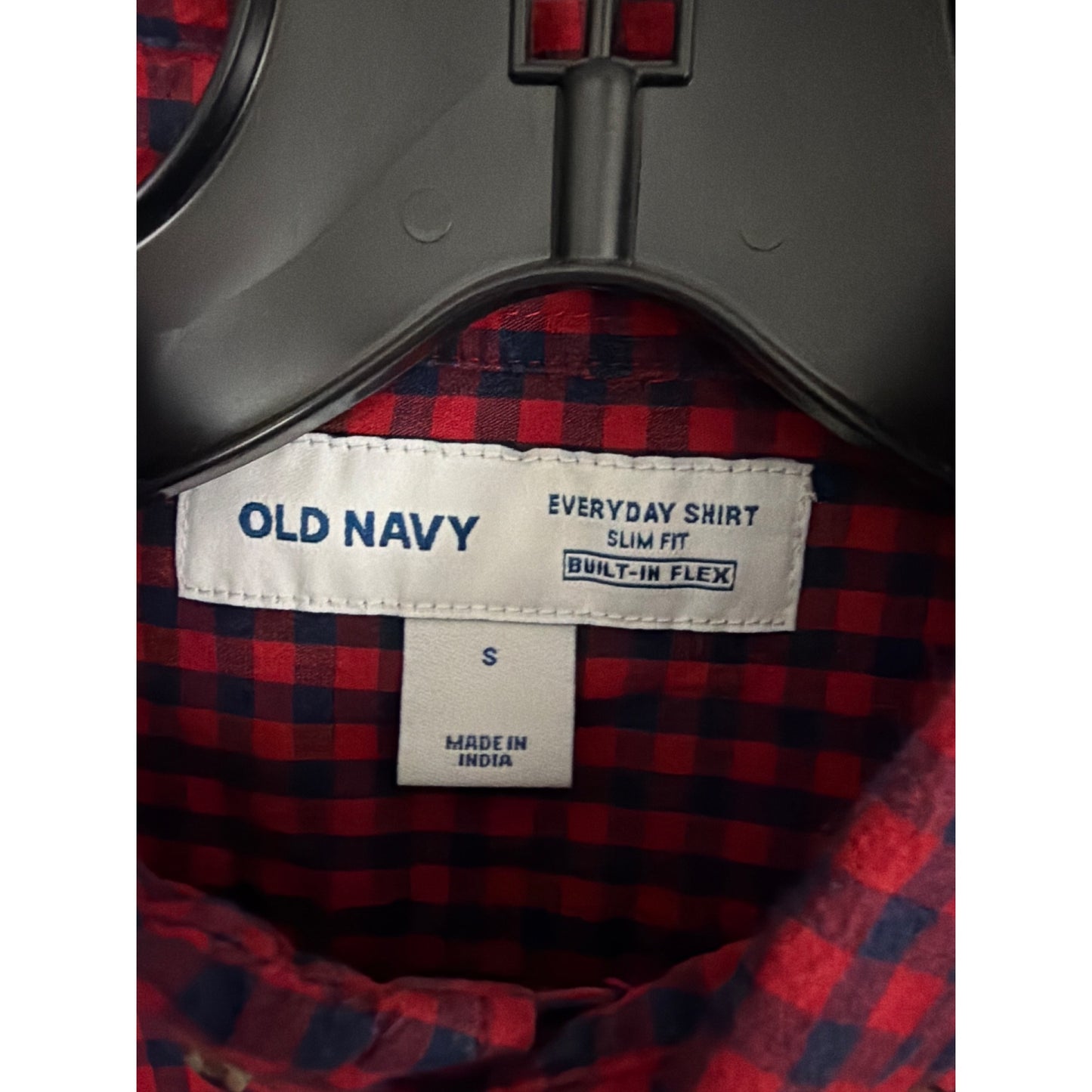 Mens Old Navy Red & Navy Gingham Slim Fit Everyday Shirt Size S