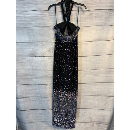 MSK Black & Purple Maxi Dress Confetti Print Size 10