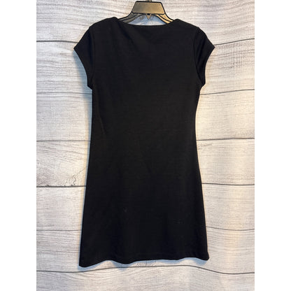 Kensie Party Little Black Dress With Faux Leather Ruched Detai Size M