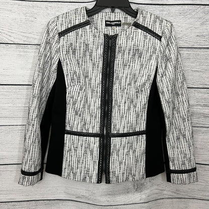Karl Lagerfeld Tweed Zip Front Jacket, Size Small