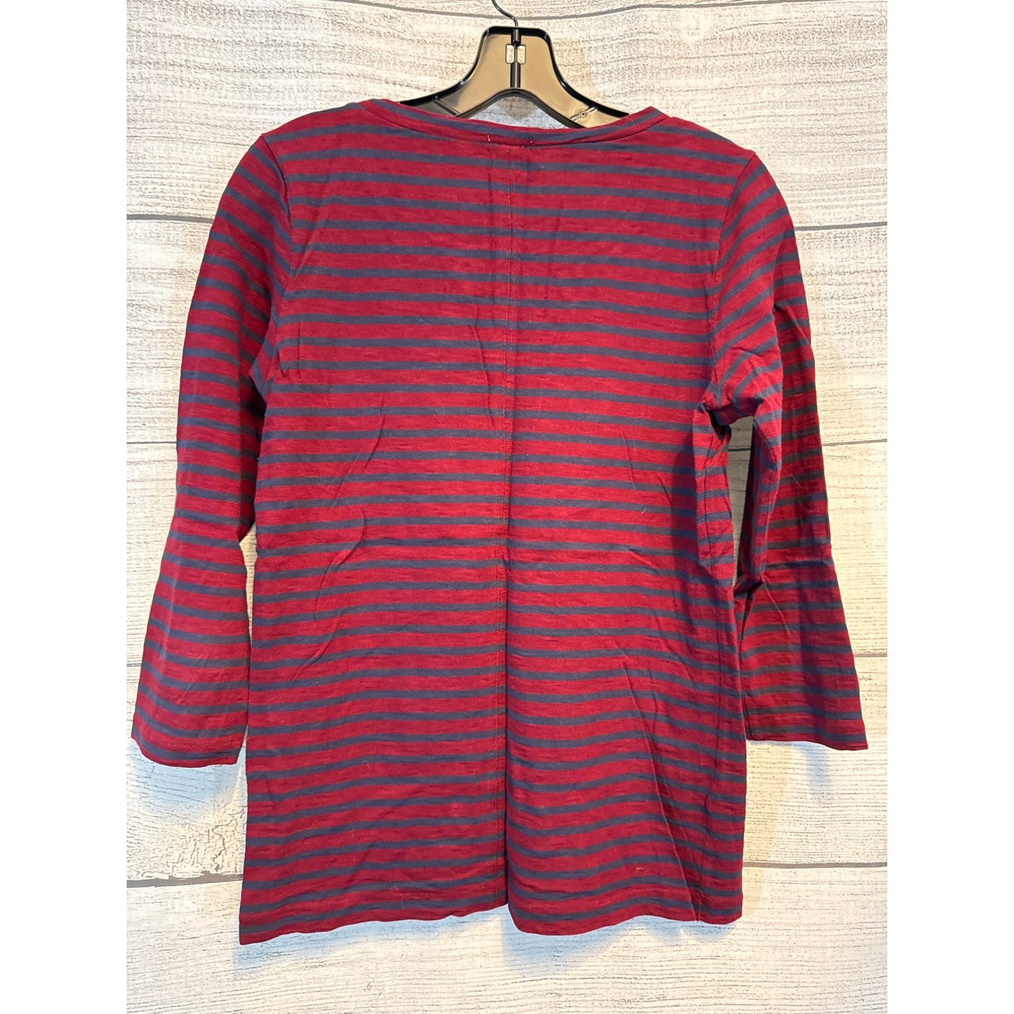 J.Crew Bejeweled Striped Red & Navy 3/4 Sleeve Top Size S