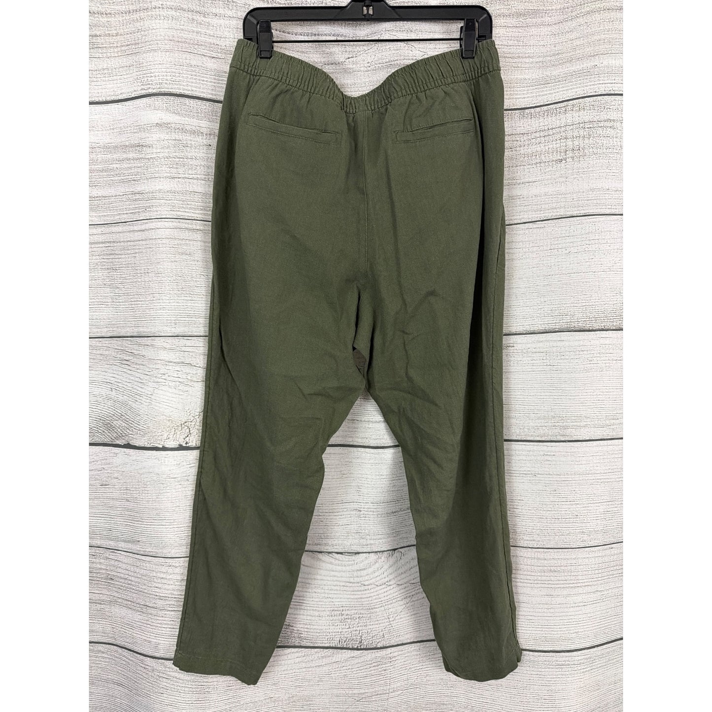 Old Navy Olive Green High-Waisted Cropped Linen-Blend Pants Size L