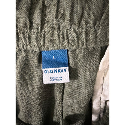 Old Navy Olive Green High-Waisted Cropped Linen-Blend Pants Size L
