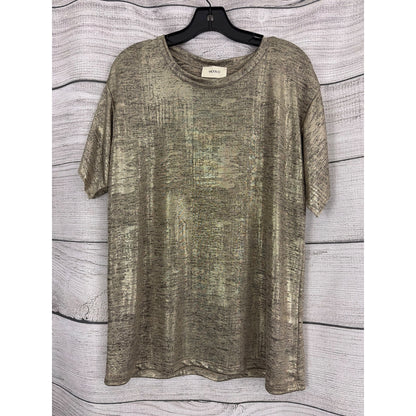 Vicolo Gold Metallic Short Sleeve Top T-Shirt