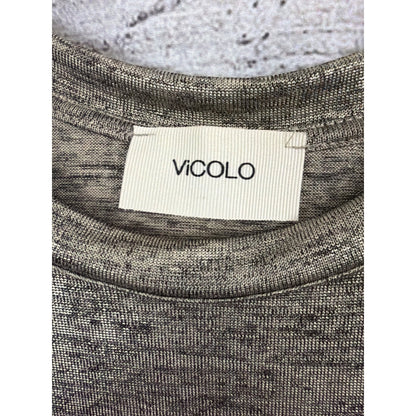 Vicolo Gold Metallic Short Sleeve Top T-Shirt