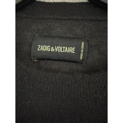 Zadig & Voltaire Black Cashmere Sweater With Gold Skull Graphic Size S
