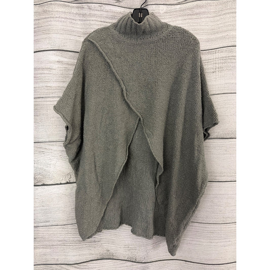 Elan Reversible Gray Open Front/Back Knit Poncho Sweater O/S