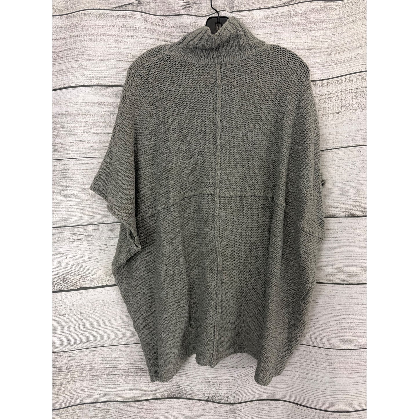 Elan Reversible Gray Open Front/Back Knit Poncho Sweater O/S