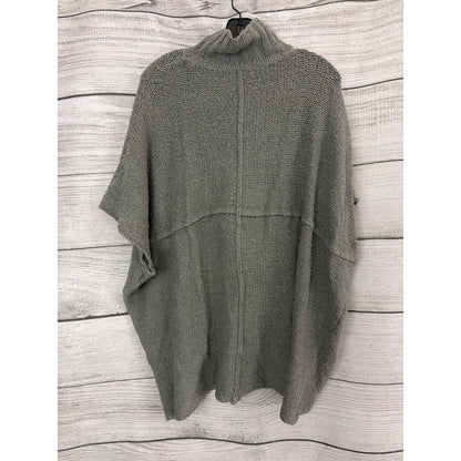Elan Reversible Gray Open Front/Back Knit Poncho Sweater O/S