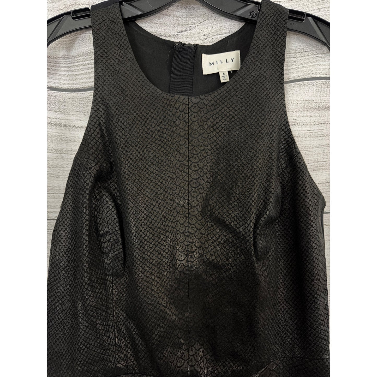 Milly Lambskin Snake Print Design Textured Sleeveless Sheath Dress Size 6