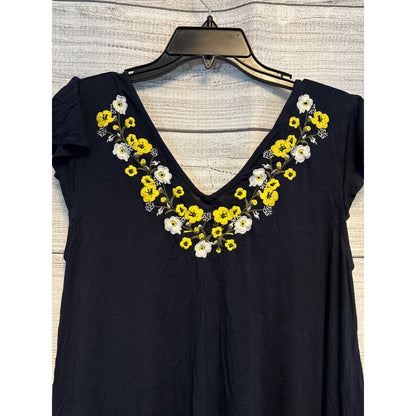 LOFT Embroidered Flutter Swing Dress Size S