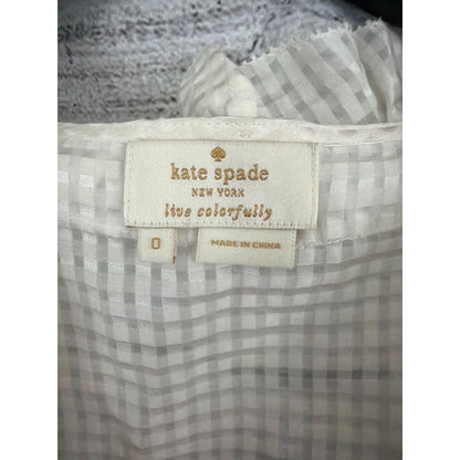 Kate Spade New York Ivory Checkered Ruffle Sleeveless Blouse Size 0