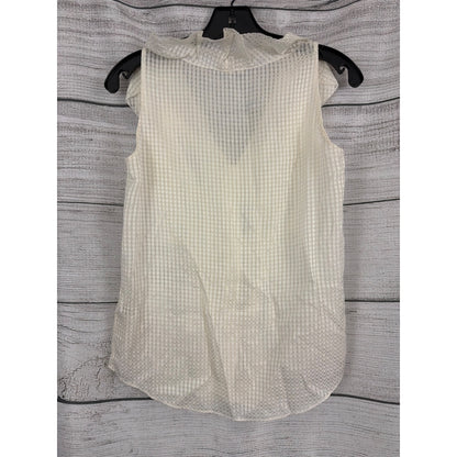 Kate Spade New York Ivory Checkered Ruffle Sleeveless Blouse Size 0