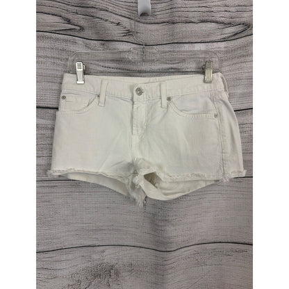7 For All Mankind White Denim Cutoff Shorts Size 26