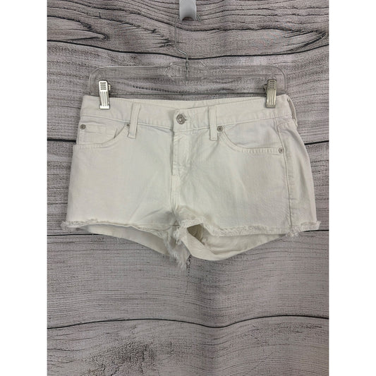 7 For All Mankind White Denim Cutoff Shorts Size 26